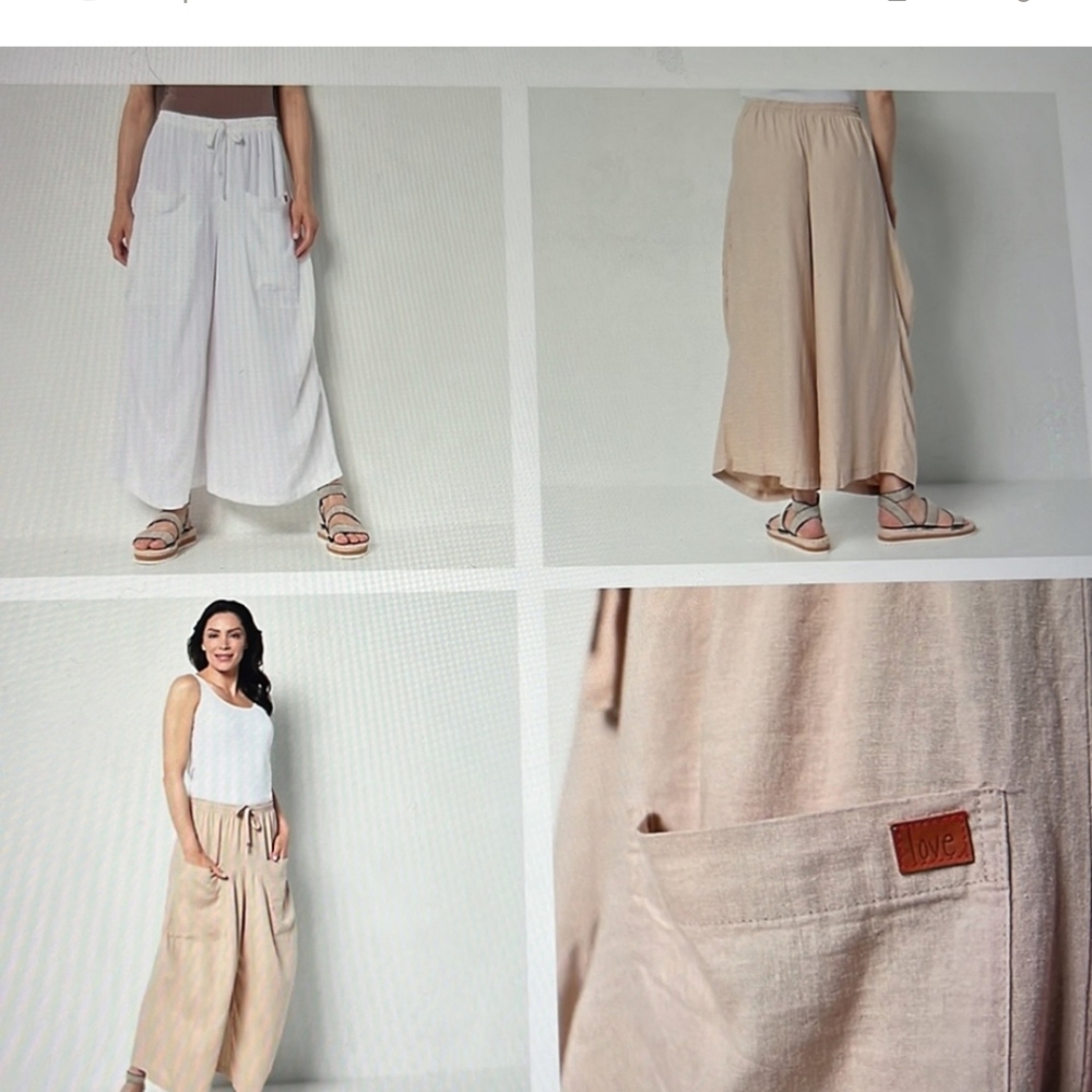 Peace Love World White Linen Cargo Pants